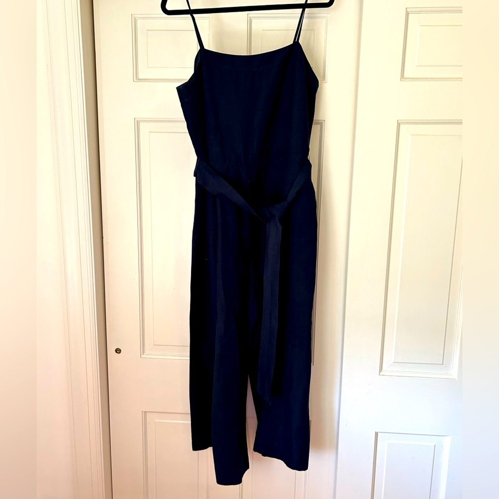 Banana Republic Elegant Navy Blue Linen Jumpsuit